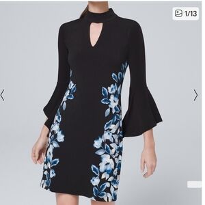 White House Black Market Black and Blue Floral Dress